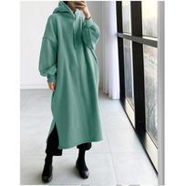 Fleece pamušalu ilgos gobtuvinės suknelės moterims rudens žiemos mada laisvalaikio vienspalvės laisvos ilgomis rankovėmis gobtuvinės megztinės viršūnės Y2K moteriški džemperiai XL gray