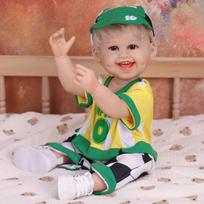 KEIUMI Smiling Reborn Boy Dolls 55 cm Newborn Babies Doll Bathe Full Silicone Vinyl Birthday Christmas Gift Toys brown