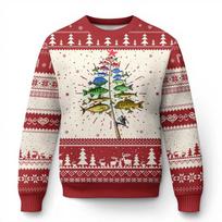Kalėdų Senelis Žvejojantis Negražus Kalėdinis Megztinis Merry Fishmas Žvejo Grafikos Megztiniai Masalas Ešeriui Kalėdiniai Megztiniai Žuvies Viršūnės 5XL gray