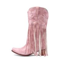 Moteriški vakarietiški kaubojiški batai su blokeliais vidutiniais kulnais, kutais su kutais, aukštakulniais, moteriški žieminiai batai 37 gray