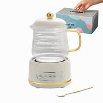 Didelės talpos elektrinis stiklinis virdulys žolelių arbatai ir karštam pienui 480-600ml white