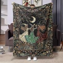 Raganų Seserys Flanelinis pledas, Storas visasezoninis lovatiesė, Gotikinis Helovino dekoras, Puiki dovana moterims ir vyrams Size: 130*170cm, Weight: 320 GSM