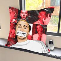 1PC Rapper E-Eminem Collage Pillow Case Square  Bedroom Sofa Leisure Comfort Cushion Car Home Decoration Pillowcase 40x40 12x12Inch red