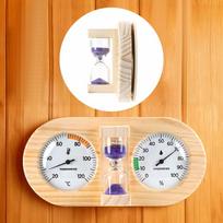 Thermometer, Hygrometer And Hourglass for Sauna, Gym, Steam Room Spa.