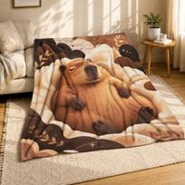 Miegojanti kapibara lizde Koralinio vilnos pledas 150cm*220cm