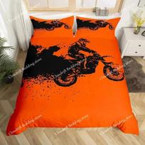 Dirt Bike Duvet Cover Set,Sports Biker Motocross Racing Moves Theme Bedding Sets,Youth Cool Teen Boys Comforter Cover Set026 EU Single 135*200cm/53x79in 3pcs black