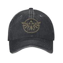 Zeldas Men Women Baseball Caps Vintage Game Distressed Denim Washed Hats Cap Vintage Outdoor Running Golf Fit Snapback Hat One Size gray