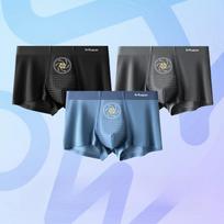 3 vnt. vyrų apatiniai drabužiai, ledo šilko apatiniai su besiūliais plokščiais kampais šortais, bokseriais 5XL gray