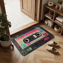 Vintažinis kasetės juostos kilimėlis - Retro muzikos dizaino grindų dekoras svetainei, miegamajam, namų dekoravimui, pasitinkantis kilimėlis 30x50cm white