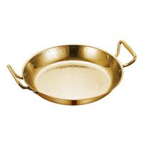 Stainless Steel Hammer Grain Seafood Paella Pan Binaural Handle Thickened Noodle Pot Gold/Silver Flat Bottom Seafood Rice Pot 21 cm-8.27 in auksas
