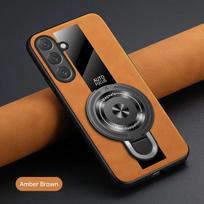 Case for Samsung Galaxy S25 FE Magnetic Ring Holder Luxury Silicone Sheepskin Leather Plexiglass Pu Premium Shockproof Cover Galaxy S25 FE ruda
