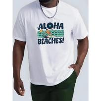Surf Retro Aloha Beaches! Wrinkle - Mens T-Shirt - Front Shoulder Fit XL balta