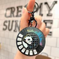 Mini DJ Turntable Keychain Music Toy - Fun Guitar Sound Game & Kids' Bag Pendant Gift brown