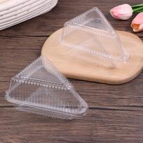10 Pcs Cake Slice Plastic Container Clear Triangle Dessert Box Food Packing Box Stackable Fruit Cake Sandwich Holder 1 gray