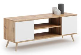TV spintelė „FOCUS“, 135 cm, auksinio ąžuolo „Craft“ dekoras / Balta