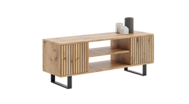 TV spintelė „FOCUS“, 135 cm, lamelių dekoras, auksinio ąžuolo „Craft“ dekoras