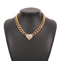 Women European Exaggerated Thick Chain Choker Rhinestone Geometric Heart Fashion Necklace Streetwear Hip Hop Jewelry auksas