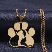 Fashion Dog Cat Paw Stainless Steel Necklace for Women/Men Silver Color Animal Pet Claw Pendant Necklace Jewelry colar N8006S01 black