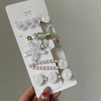 Mermaid starfish shell hairpin female new high-end bangs clip side broken hair clip duck bill clip headdress gray