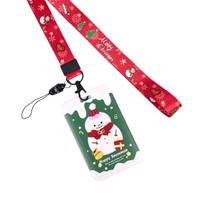Neck Lanyard Snowman Key Lanyard Christmas Card Holder Beautiful Neck Strap Santa Badge Lanyard for Adults Students red