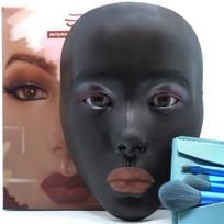 Silikoninė praktikos manekeno galva pilno veido ir antakių makiažo mokymui Box + Stand + Makeup Remover black