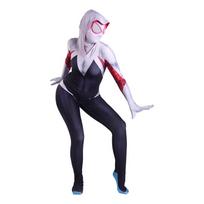 Klasikinis moteriškas Žmogaus-voro Zentai Cosplay kostiumas – prigludęs pilno kūno kombinezonas su kauke, Helovino ir scenos pasirodymams XL black
