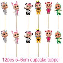 Cry Babies Magic Tears Theme Birthday Party Banner Cake Topper Balloon Baby Gift Perfect For Girls' Birthday Parties 12pcs Small Cake Inserts