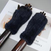 New Style Women Winter Real Mink Fur Gloves 100% Natural Warm Mink Fur Fingerless Gloves Girls Knitted Genuine Mink Fur Mittens Length 20CM gray