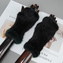 New Style Women Winter Real Mink Fur Gloves 100% Natural Warm Mink Fur Fingerless Gloves Girls Knitted Genuine Mink Fur Mittens Length 20CM white