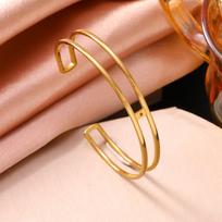 Minimalistinė 18K aukso nerūdijančio plieno apyrankė su deimantais: Madingi, universalūs, nišiniai H-Design papuošalai. brown