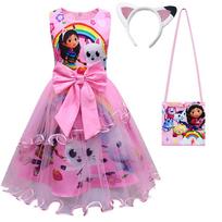 Anime Mergaitės Gabby Katė Cosplay Kostiumas Mielos Gabi Spaudinys Kaspinas Nėriniai Suknelė Krepšys Helovino Šventė Lėlių Namelis Apranga Vaikams Gimtadienio Dovana 140cm pink