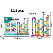 Marble Run Race Track Building Blocks Kids 3D Maze Ball Roll Toy DIY Marble Run Race Coaster SetChristmas Gift 113 pcs blue