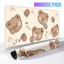 Kawaii Brown Bear Mousepad Desk Decoration Non-Slip Mat Cartoon Office Largr Mouse Pad PC Keyboard Accessories Cute Animal Pads 30x60cm brown