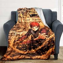 Naruto Character Customize Text Blanket Multi-purpose Personalized Blanket Soft & Cozy Perfect for Home Decor Bed Bedding Office Chair 80cmx120cm brown