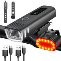 1000LM LED priekinis dviračio žibintas LED USB įkraunamas išmanusis jutiklis galinis žibintas atsparus vandeniui ryškus žibintuvėlis saugos žibintai dviračiui