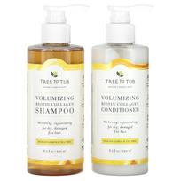 Tree To Tub, Šampūnas ir kondicionierius, Biotinas Kolagenas Raumenų stiprumas, Sicilijos citrina ir arbatmedis, Rinkinys iš 2, 8,5 fl oz (250 ml) kiekviena white