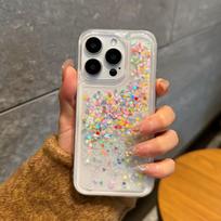 Blizganti žvaigždutė Meilė Skystas smėlis dėklas iPhone 16 15 14 Pro Max Telefonui Dangtelis Minkštas Skaidrus Blizgučiai Judantis smėlio dėklas Mergaitei For iPhone 15 Pro Max