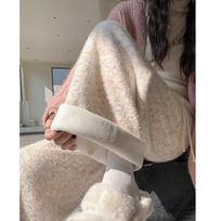 Women's Rainbow Wide-Leg Knit Pants - High Waist, Soft Velvet, Autumn/Winter 2024 2XL white