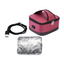 Heated Lunch Box with Zipper Electric Heating Bag for Travel Office Camping raudona