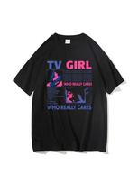 Trend TV Girl Lovers Roko dainų spausdinimo marškinėliai Vyrai Moterų medvilniniai hiphopo dideli marškinėliai trumpomis rankovėmis marškinėliai Streetwear Tops marškinėliai S blue