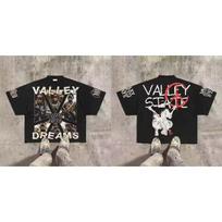 2026Vintage Valley State Dreams Graphic T shirt Men Women Distressed Oversized Short Sleeve Tee Retro Streetwear Black T shirt L gray