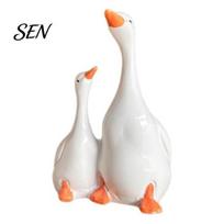 Weatherproof Resin Figures for Fish Tanks Double Duck Figurine, Micro Landscape Ornaments, Waterproof Miniature Animal Creative Desktop Soft S white