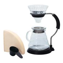 HARIO V60 Arm Stand Glass Dripper Set VAS-8006-G, Stainless Steel Dripper, Microwave-Safe Glass Server, 1-4 Cups, Made in Japan white