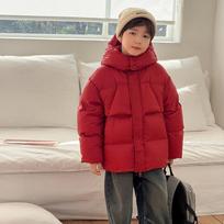 Kids Waterproof White Duck Down Hooded Puffer Jacket Warm Winter Coat 130 raudona