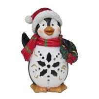 Apšviesta Kalėdinė Dekoracija Senovinė Dervos Sniego Senio/Kalėdų Senelio/Pingvino Figūrėlė su LED Šviesa Šventei Žiemai Stalo Puošmena Penguin gray