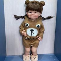 55CM Reborn Toddler Doll with Full Body Soft Silicone Vinyl 22Inch Lifelike Soft Touch High Quality Doll Birthday Gifts 22Inch 55cm black