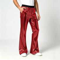 Men's Fashion Sequin Flared Pants for Stage Performance and Casual Everyday Wear XXL raudona