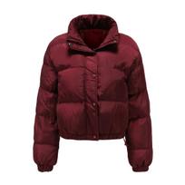 Women Jacket Winter Thick Warm Cropped Puffer Parkas Coat Long Sleeve High Neck Loose Casual Cotton short Coat Jacket S
