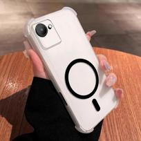 Dėklas realme C30s, C30 Mielas su oro pagalvėlėmis kampuose Pastelinės spalvos Matinis Magnetinis Dėklas Pusiau atsparus smūgiams Telefono Dangtelis realme C30s matinė balta spalva