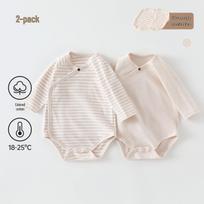 Autumn/Winter Baby 3-Piece Set: Long-Sleeve Snap Crotch Onesie, Triangle Romper, & Class A Extension Piece. 59 (8-11 lbs) beige